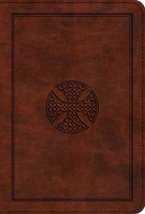 ESV Large Print Compact Bible (TruTone Brown Mosaic Cross Design)