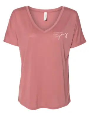 Remember Your Joy Mauve V-Neck T-Shirt