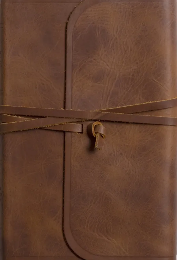 ESV Thinline Bible, Red Letter, Natural Leather, Brown, Flap with Strap